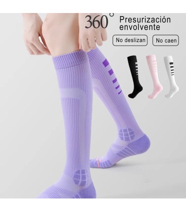 Chaussettes de Compression Musculaire Professionnelles pour Femme | Mi-Mollet | Protection et Soutien | Taille Unique 35–39 EU