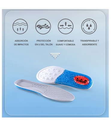 Plantilla Deportiva RZoom Unisex - Látex y PU | Amortiguación Aire y Silicona | Transpirables y Absorbentes