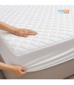 Pikowany Ochraniacz na Materac Bawełna-Poliester Odporny na Wodę | Hotelowy Oddychający, Mocowanie na 4 Rogach, Bez PVC
