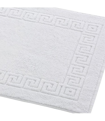 Alfombra Baño Algodón 650 g/m² Greca 50x60 Hotel Spa Absorbente | Blanco