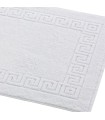 Badrumsmatta i bomull 650 g/m² grekiskt mönster 50x60 Hotell spa absorberande | vit