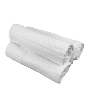Tapete de Banho Algodão 650 g/m² Grega 50x60 Hotel Spa Absorvente | Branco