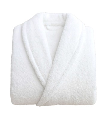 Peignoir Hôtel Spa Coton Éponge 400 g/m² | Col Châle Deux Poches - Blanc
