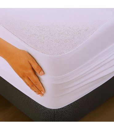 Matrasbeschermhoes van Katoenen Bubbelstof + PU Waterdicht | Ademend, Stil | Vangt Geen Warmte Op - Wit