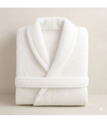 Szlafrok Hotel Spa Bawełna Frotte 400 g/m² | Kołnierz Szalowy Dwie Kieszenie - Biały