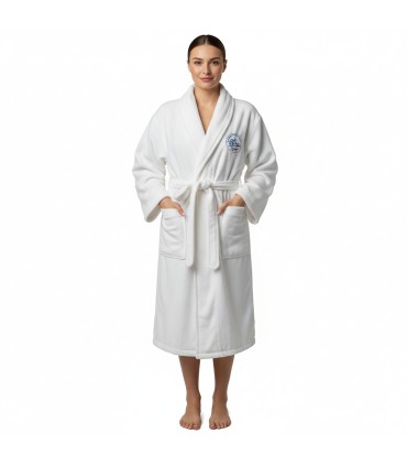 Hotel Spa Bathrobe Terry Cotton 400 g/m² | Shawl Collar Two Pockets - White