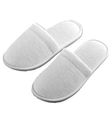 Zapatillas Spa Hotel Algodón Rizo (50 Pares) Reutilizables - Suela Goma Antideslizante - Talla única | Blancas