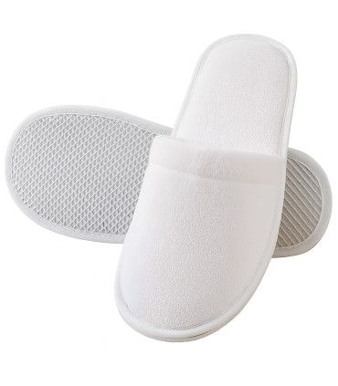 Zapatillas Spa Hotel Algodón Rizo (50 Pares) Reutilizables - Suela Goma Antideslizante - Talla única | Blancas