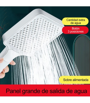 Pack Cabezal Techo y Alcachofa Ducha Cuadrados Blancos BL-3003-DZ | Gran formato | Alcachofa Sobre Alimentada | Ahorro de agua