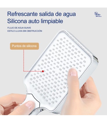 Hvit Kvadrat Tak- & Hånddusjsett BL-3003-DZ | Stor Størrelse | Overfødt Hånddusj | Vannbesparelse