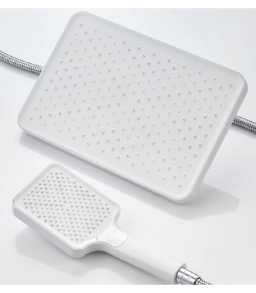 Weißes Decken- & Handdusch-Set Quadratisch BL-3003-DZ | Großformat | Überdruck-Handbrause | Wassersparend