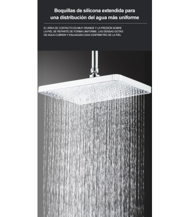 Hvit Kvadrat Tak- & Hånddusjsett BL-3003-DZ | Stor Størrelse | Overfødt Hånddusj | Vannbesparelse