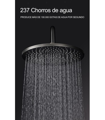 Pomme de Douche de Plafond Noire BL-3004-D | 237 Jets | Buses en Silicone Anticalcaire | Orientable 360°