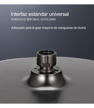 Cabezal de Ducha Techo Negro BL-3004-D | 237 Chorros | Boquillas Silicona Anti Incrustaciones | Giratorio