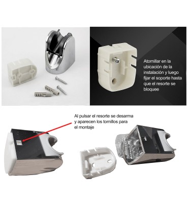 Suporte Universal Cabezal Ducha BL-1008-B | Montagem Parafusos