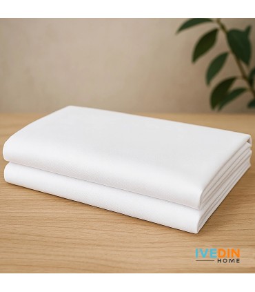 Pack 4 Set Lenzuola Hotel Cotone Poliestere 144 Fili | 120g/m² | 4x Lenzuola con Angoli + Lenzuola Piane + Federe - Bianco