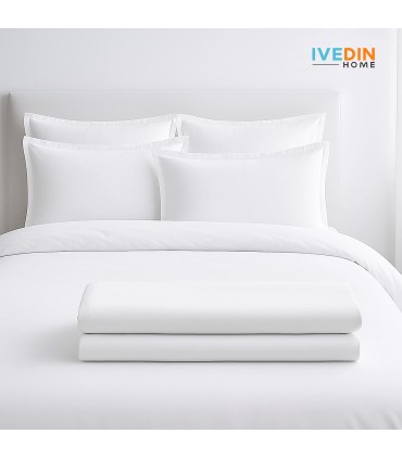 Hotell Dynepose-Pakke x5 Set Bomull-Polyester | 144 Tråder 120 g/m² | x5 Set sengetøy + x3 Dyneposer - Hvite