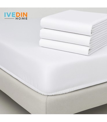 Hotel-Bettwäsche-Set-Pack x5 Baumwolle-Polyester | 144 Fäden 120 g/m² | x5 Bettwäsche-Sets + x3 Bettbezüge - Weiß