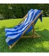 Strand Pool Handduk Stor 100x160 Frotté Bomull 450 g/m² Ränder | Blå Vit Tillverkad i Spanien