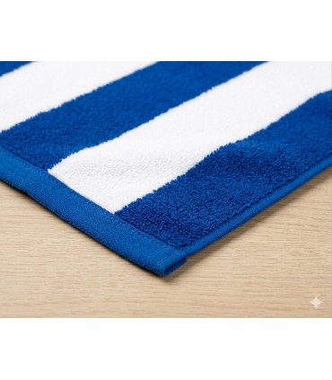 Strandzwembad Handdoek Groot 100x160 Badstof Katoen 450 g/m² Strepen | Blauw Wit Gemaakt in Spanje