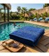 Antichloor Zwembadhanddoek 100% Katoen 450 g/m² INDANTHREN | Blauw Grieks Patroon, Bestand tegen Wassen en Licht