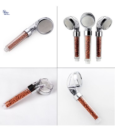 Ionized Pressurized Shower Head Kit BL-1001S-ION | Adjustable Wall Bar with Integrated Shelf | Stainless Steel Hose