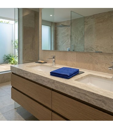 Asciugamano Piscina Anticloro 100% Cotone 450 g/m² INDANTHREN | Greco Blu, Resistente Lavaggio e alla Luce