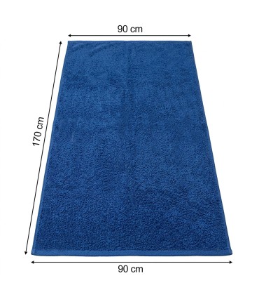 Grande Serviette Plage Piscine 90x170 Antichlore 100% Coton 520 g/m² INDANTHREN | Bleue, Résistante au Lavage et à la Lumière
