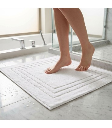 Badrumsmatta Bomull 650 g/m² Ränder 50x60 Hotell Spa Absorberande | Vit