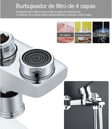 Colonna Doccia-Bagno BL-3088-KIT1 | Rame Raffinato | Soffione Soprapposto | Filtro Cotone PP, 3 Getti