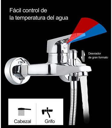 Coluna Duche-Banheira BL-3088-KIT1 | Cobre Refinado | Cabezal Pressurizado | Filtro Algodão PP, 3 Modos de Água