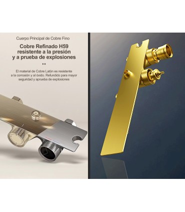 Coluna Chuveiro-Banheira Tomahawk LH-2366+KIT | Termostática | Corpo Cobre Latão H59 | Barra Ajustável | Chuveiro de Mão