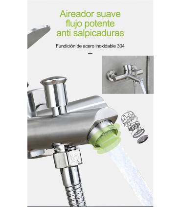 Torneira Banheira-Chuveiro LH-9105 | Monomando | Aço Inox 304 | Núcleo Cerâmico