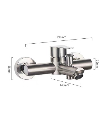 Torneira Banheira-Chuveiro LH-9105 | Monomando | Aço Inox 304 | Núcleo Cerâmico
