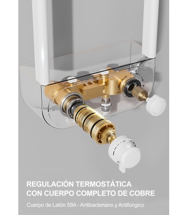 Columna Ducha-Bañera Termostática LH-198 | Cuerpo Grifo de Cobre | Display LED Temperatura y Reloj