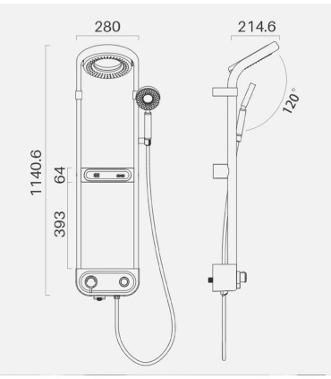 Thermostatic Shower-Bathtub Column LH-198 | Solid Copper Faucet Body | Digital Display LED & Clock