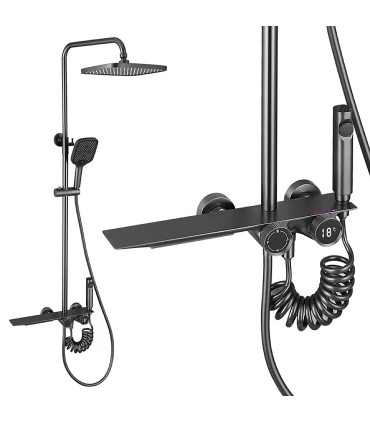 Douche-Badkolom TomaHawk LH-2365 Thermostatisch | Koper | Temperatuurdisplay | Hand- en Plafonddouche
