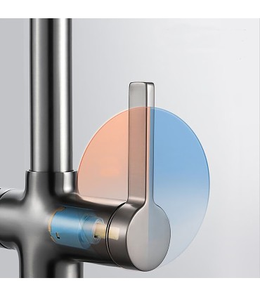 Köksblandare Display LH-567 | Massiv Koppar | Termometer | Utdragbar | 3 Vattenmodus