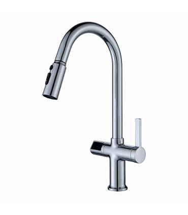 Keukenkraan Temperatuurdisplay LH-232 | Massief Koper | Uittrekbare | Enkelhandkraan en 3 Watermodi