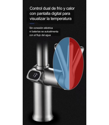 Torneira Cozinha Display LED Temperatura LH-168 | Liga de Zinco | Extraível | 3 Modos Água