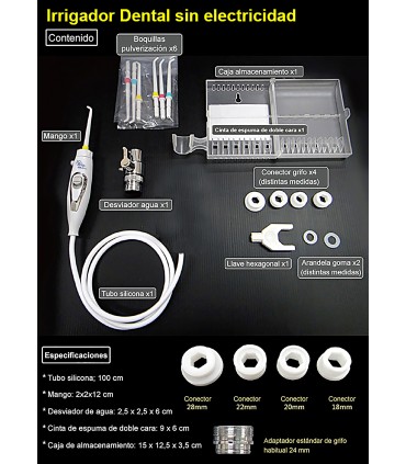 Irrigador Dental Standard | Sem Baterias nem Eletricidade | Pressão da Torneira | Jato Linear, Ilimitado e Silencioso