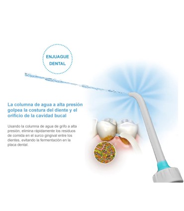 Irrigador Dental Standard con Depósito Colutorio | Sin Baterías ni Electricidad | Presión Grifo | Chorro Ilimitado