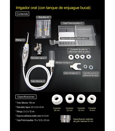 Standard Dental Irrigator with Rinse Reservoir | No Batteries or Electricity | Uses Tap Pressure | Unlimited Jet