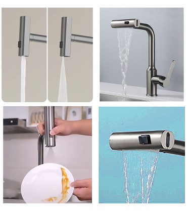 Grifo Cocina Cascada LH-188 | Cuerpo Cobre Macizo | Extraíble 3 Modos de Agua