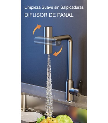 Robinet Cuisine Cascada LH-188 | Cuivre Massif | Extraible 3 Modes