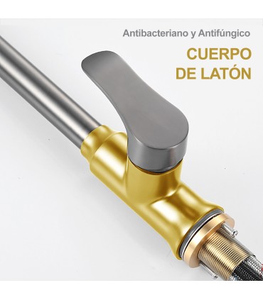 Keukenkraan LH-118 | Antibacterieel Messing | Uittrekbare 3 Modus