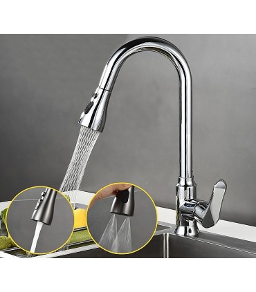 Grifo Cocina LH-118 | Latón Antibacteriano | Cabezal Extraíble 3 Modos de Agua