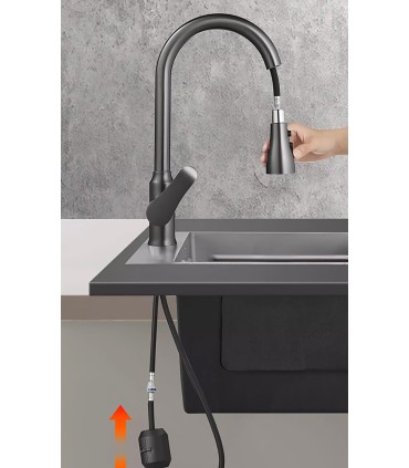Rubinetto Cucina LH-118 | Ottone Antibatterico | Bocca Estraibile 3 Modi