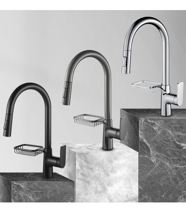 Kitchen Faucet LH-123 | Shelf Rack | Copper Single Lever 2 Ways | Pull-Out 2 Modes