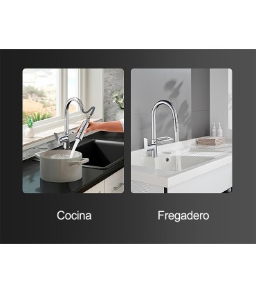 Grifo Cocina LH-123 | Estante Rejilla | Cobre Monomando 2 Vías | Extraíble 2 Modos